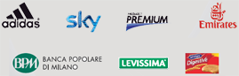 Adidas, Sky, Mediaset Premium, Fly Emirates, Banca Popolare di Milano, Levissima, McVitiés Digestive